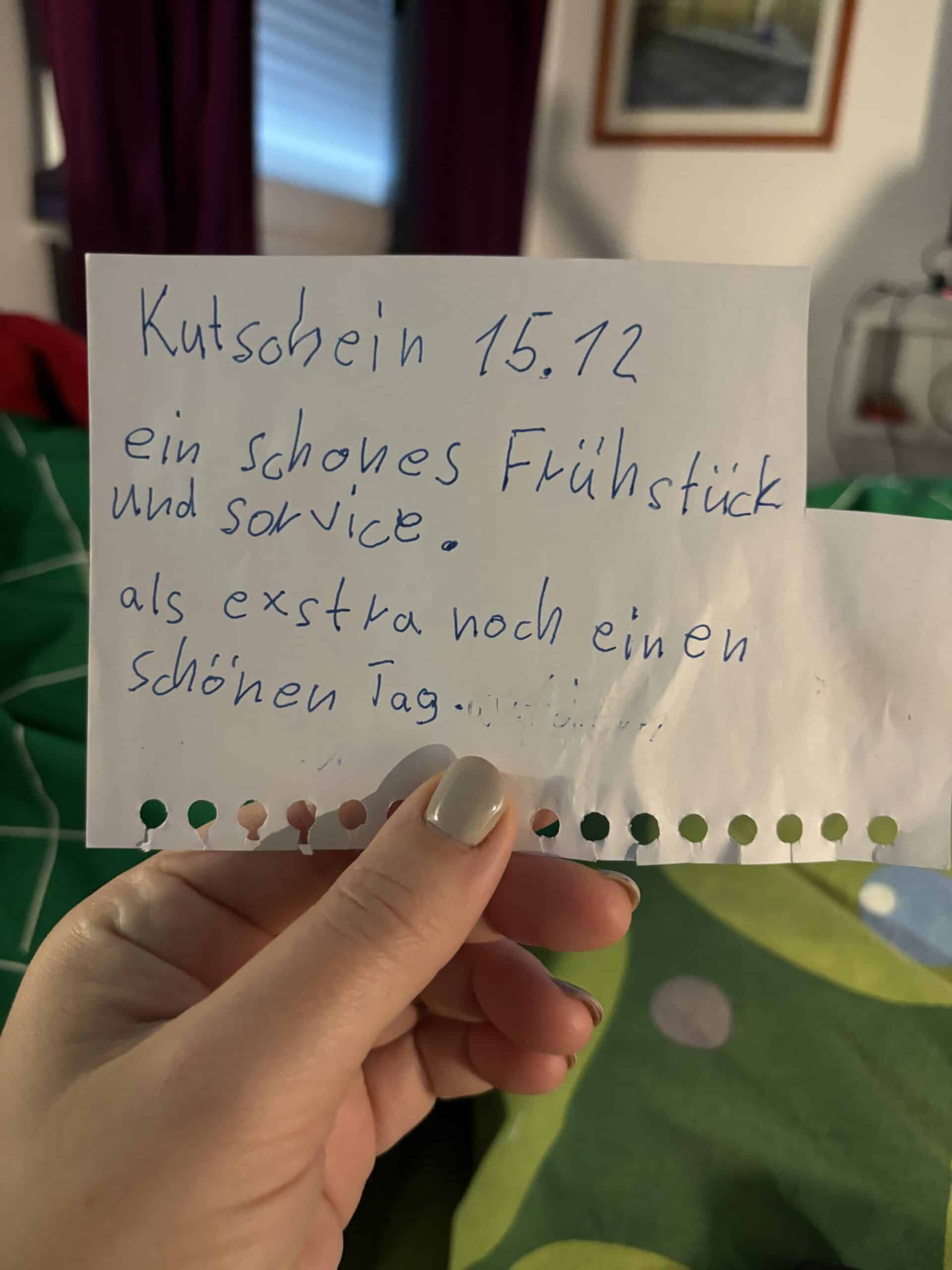 Hallo Sonntag. Heute im Adventskalender ein Gutschein für ein schönes Frühstück.